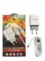 Блок питания сетевой 1 USB FaisON, C72A, Glorius, 2100mA, пластик, кабель Type-C, цвет: белый