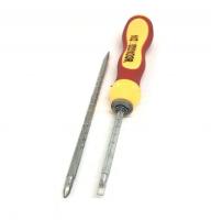 Отвертка перевёртыш с фиксатором 4 х 115мм (красно-жёлтая ручка)
